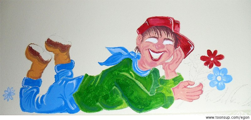 Cartoon: Im Grünen (Thema Wandbemalung Gesundheit) 2