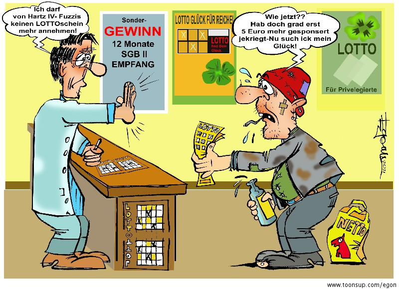 Cartoon: LOTTOspielVERBOT für Hartz IV 1