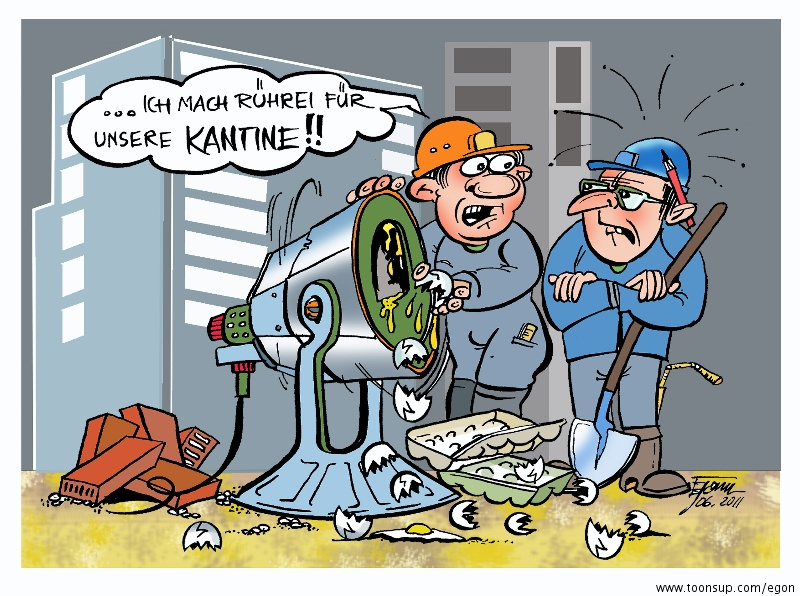 Cartoon: Vor meionem Fenster ratterte Stundenlang ein Betonmischer.... 1