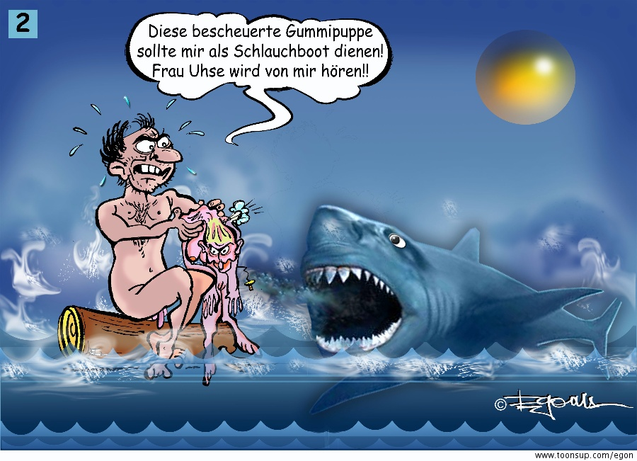 Cartoon: Geplatzte Gummipuppe 1