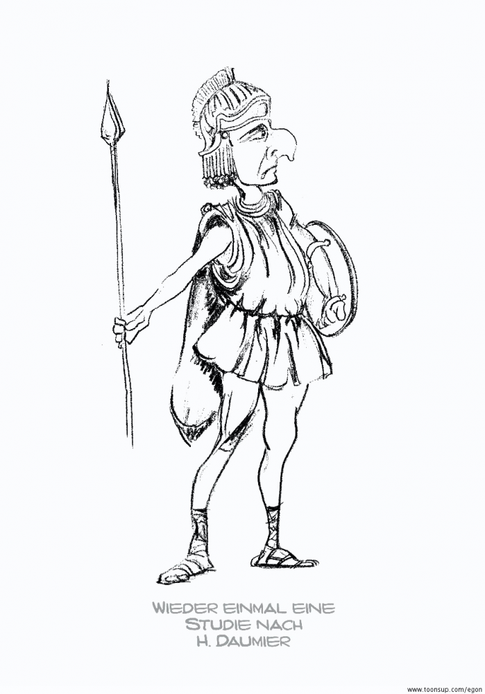 Illustration: Römer nach H.Daumier (Graphiststift-Studie) 1