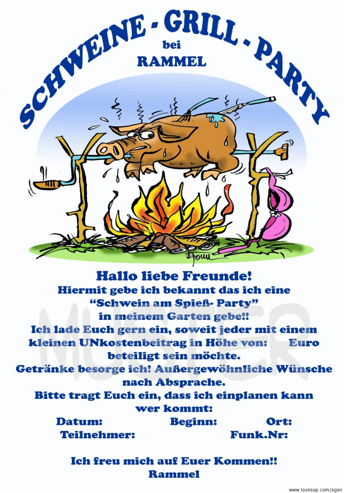 Cartoon: Muster (Einladung),für einen Kumpel! 1