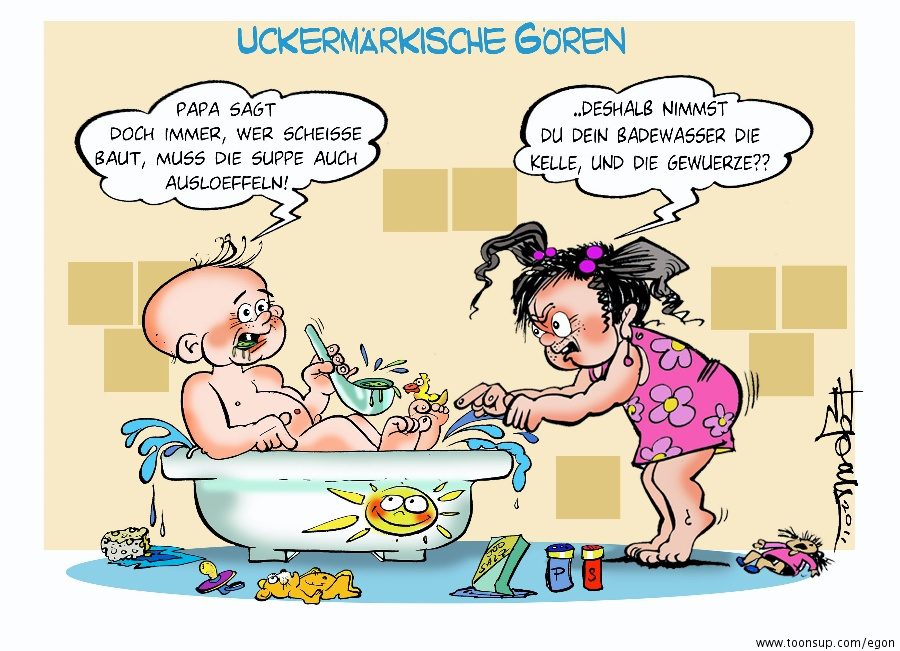Cartoon: Uckermärkische Gören 'Suppe auslöffeln' 1