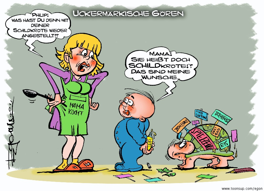 Cartoon: 'Uckermärkische Gören' SCHILDkröte 1