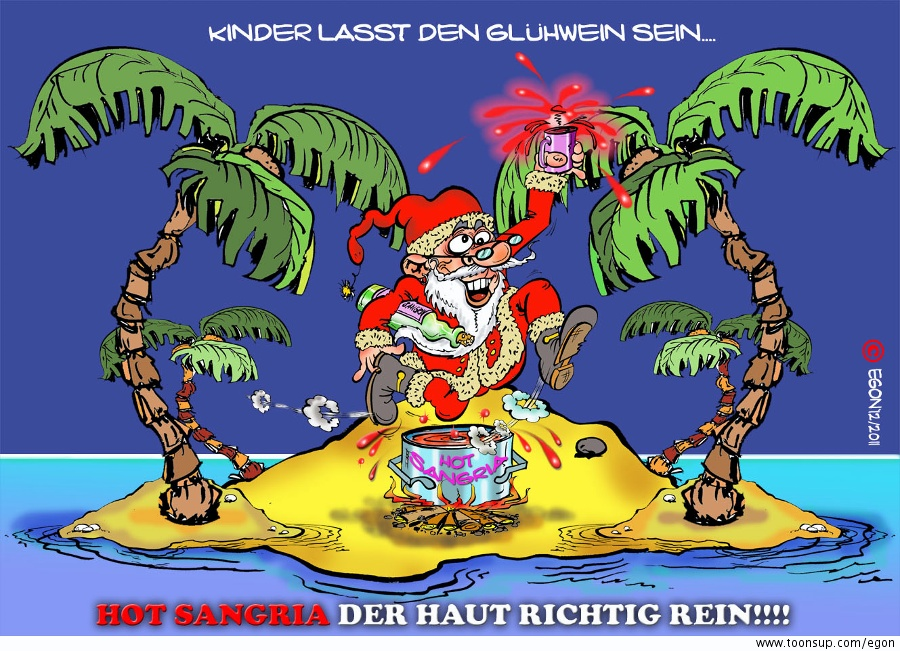 Cartoon: HOT-Sangria unter Palmen-da wer`n die Stiefel qualmen..... 1