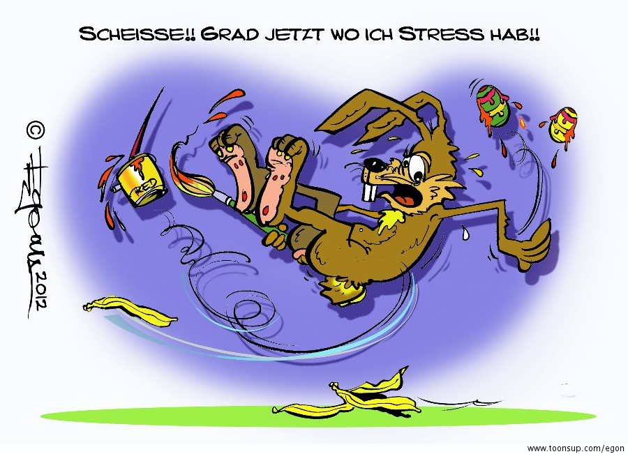 Cartoon: Flutsch...Bein im Gips..Ostern:FUTSCH!! 1