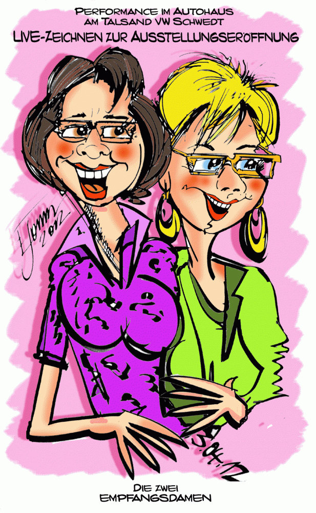 Illustration: LIVEzeichnen im Autohaus!!(Nachcoloriert am PC!) 1