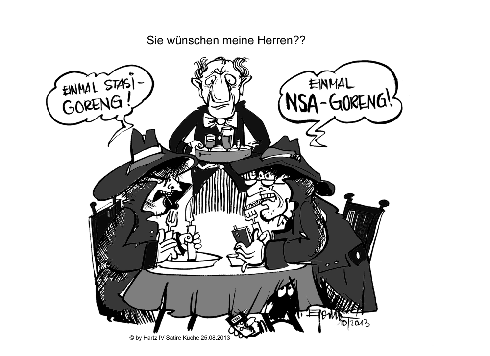 Cartoon: Stasi-Goreng & NSA-Goreng:Die Dauerlauscher 1