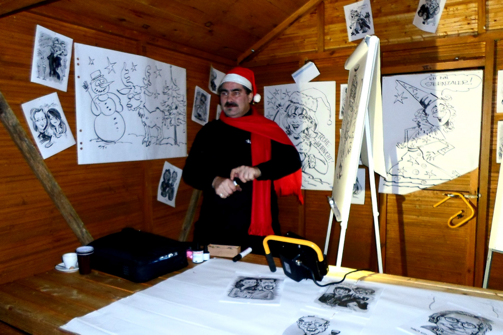 Karrikatur: Weihnachtsmarkt_Schnellzeichner Egon,Prenzlau Nr.2 2