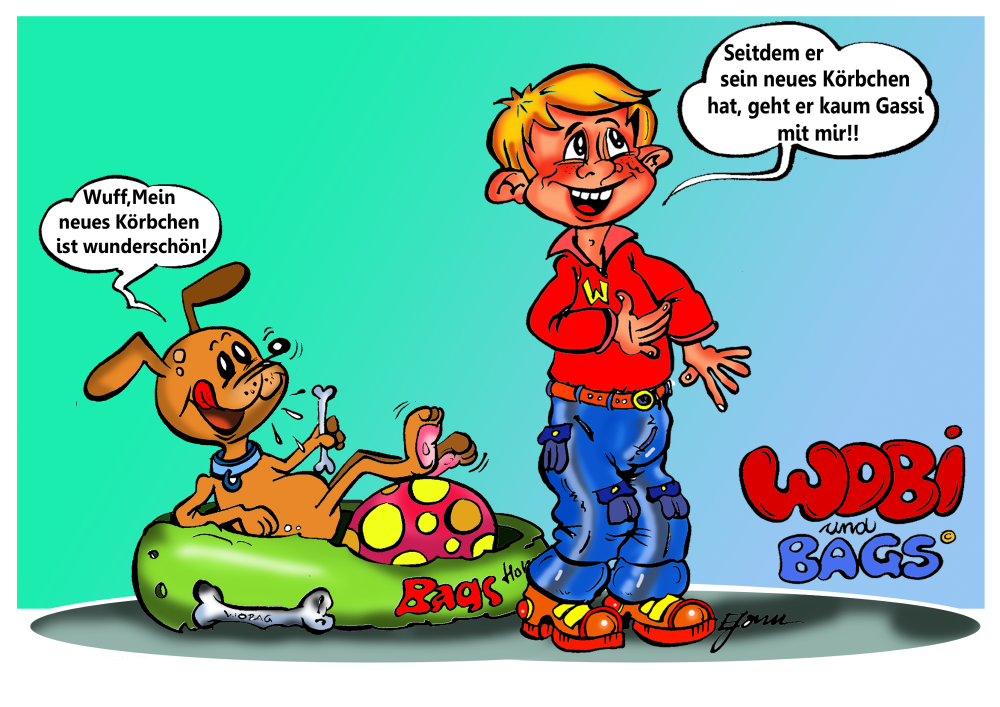 Cartoon: Wobi & Bags 2 (Wobag-Mascottchen) 2014 1
