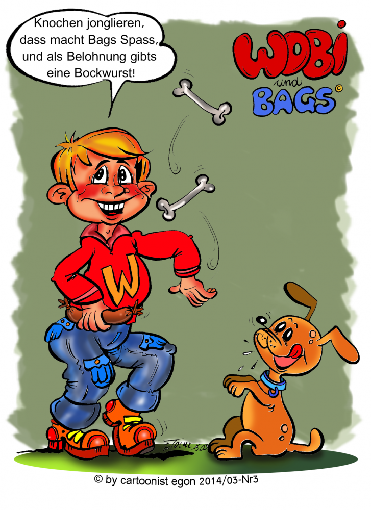 Cartoon: Wobi & Bags 4 (Wobag-Mascottchen) 2014 1