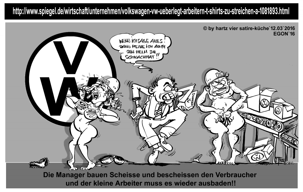 Cartoon: VWler am Arbeitsplatz in Bedrängnis 1