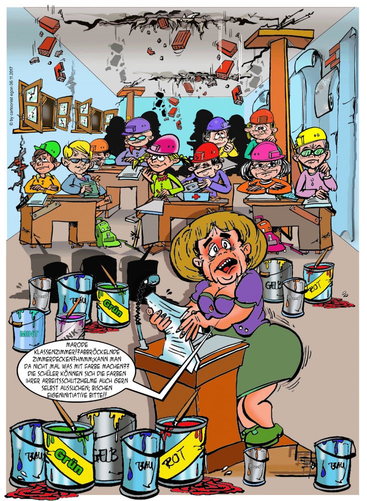 Cartoon: Marode Schulen in Deutschland 1