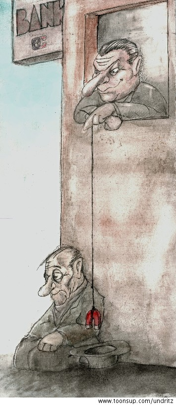 Cartoon: Banker bei der Arbeit 1