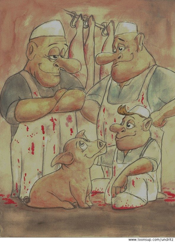 Cartoon: Schlachter lieben Schwein 1