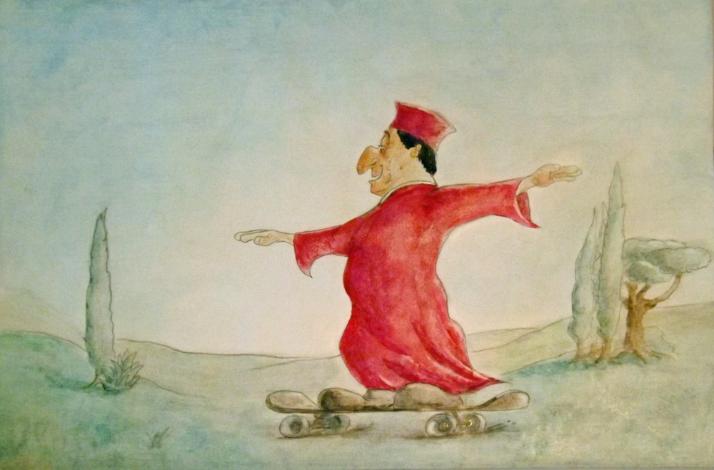 Cartoon: Federico da Montefeltro testet sein neues Skateboard 1