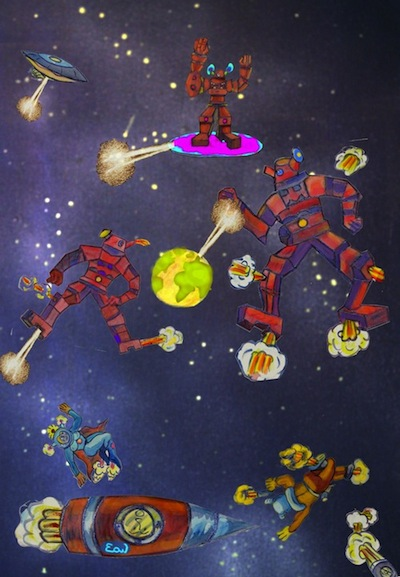 Cartoon: Weltraumfussball 1