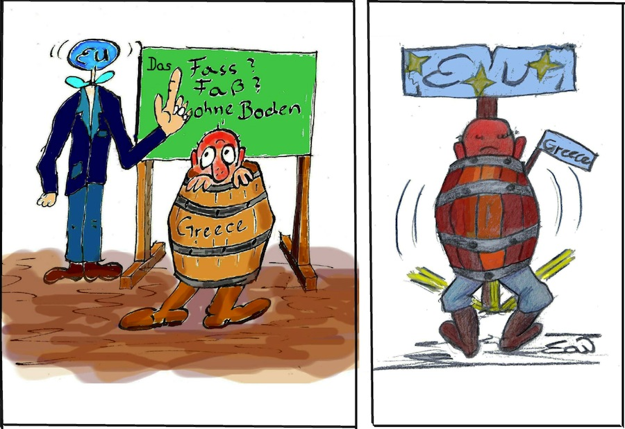 Cartoon: GREXIT 2 Pinkelpause 1