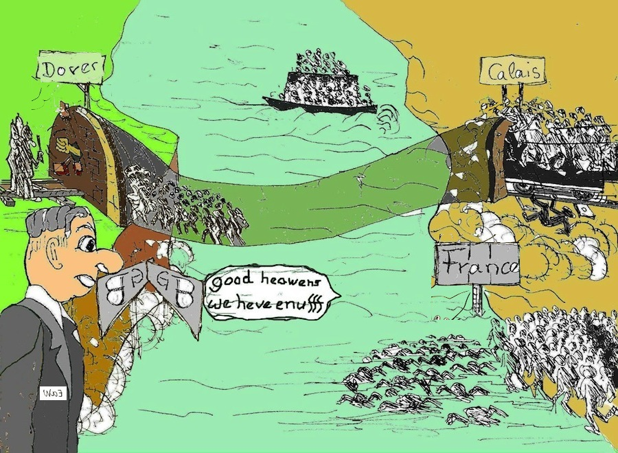 Cartoon: Asylum seekers GB, F 1