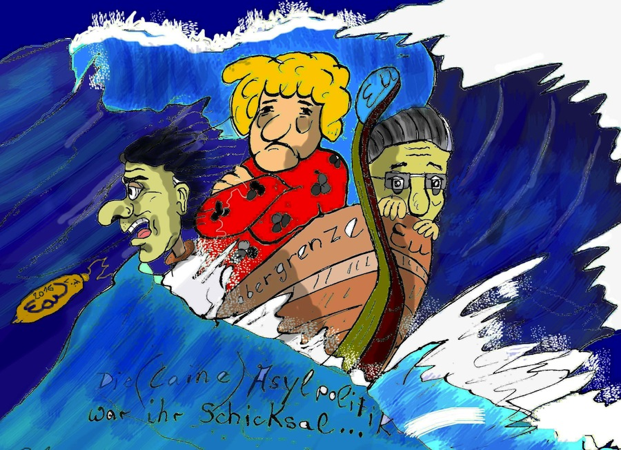 Cartoon: Asyl. (Die Caine) Obergrenze war ihr Schicksal. 1