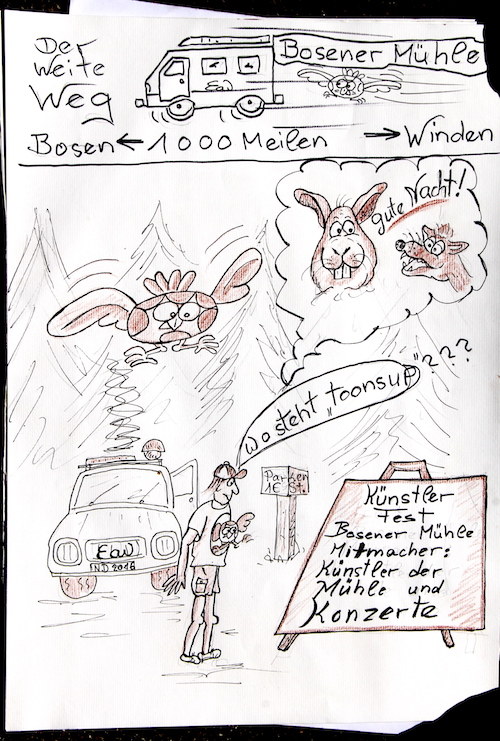 Cartoon: Bosener Mühle: Die Ankunft 1