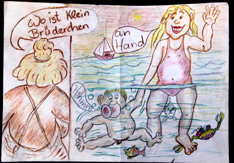 Cartoon: Erna + kl. Brüderchen 4 Entwurf 1