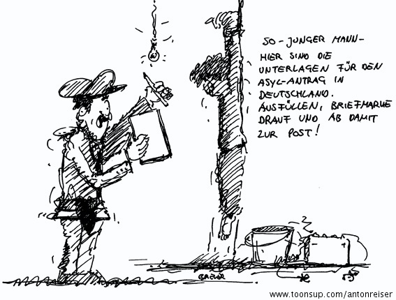 Cartoon: Asylantrag 1