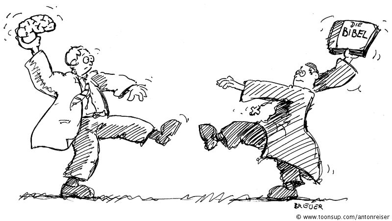 Cartoon: Wissenschaft und Religion 1