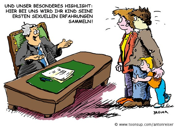 Cartoon: Anmeldung im Internat 1