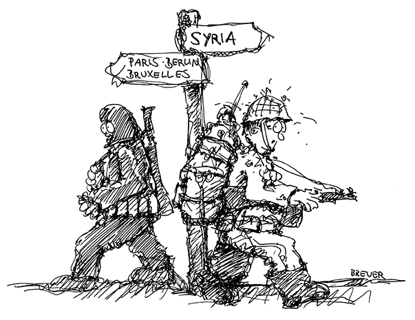 Cartoon: Der Westen zieht in den Krieg 1