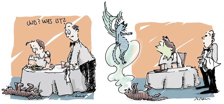Comic: Herr Ober, da ist eine Katze 2