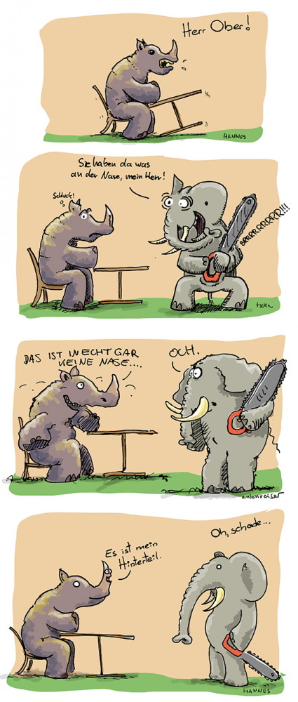 Comic: Herr Ober mit Nashorn 1