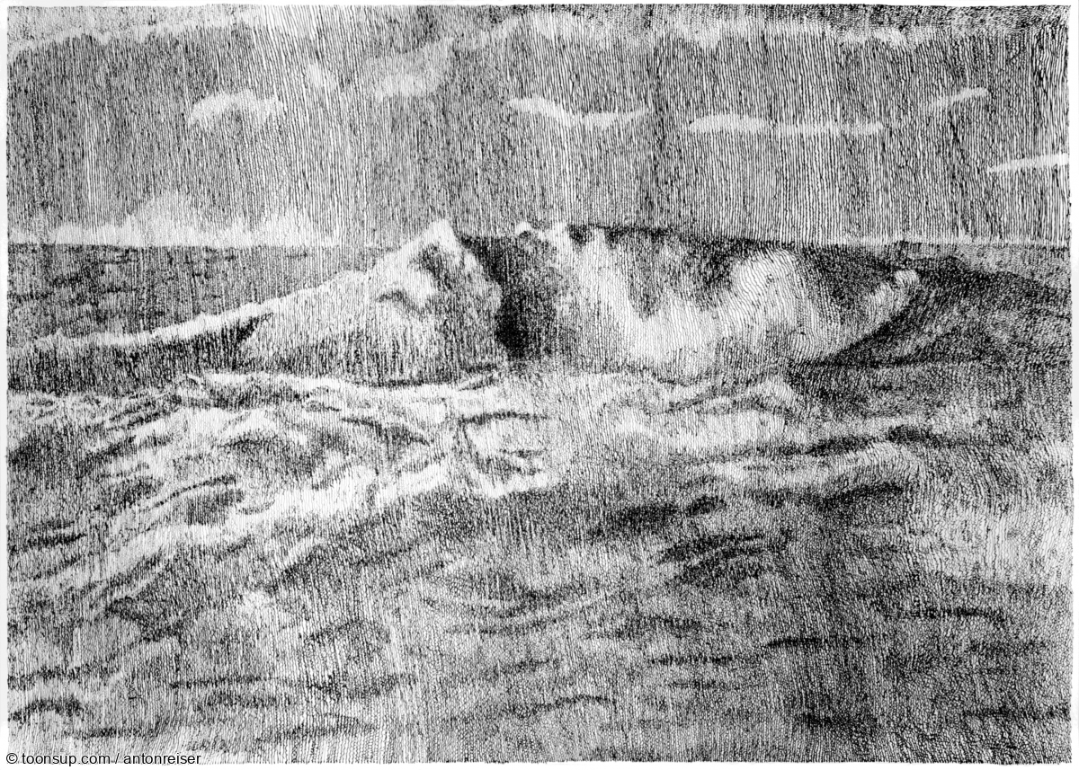 Illustration: Welle am Strand 1