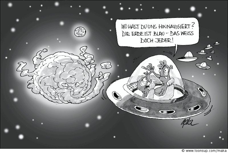 Cartoon: Der einzige Vorteil der Aschewolke! 1