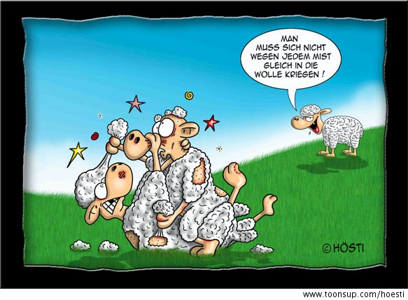 Cartoon: in die Wolle kriegen 1