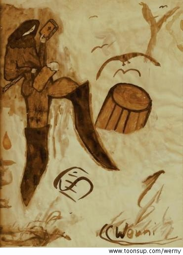 Illustration: Der Tod mit Bibel und Bier 1