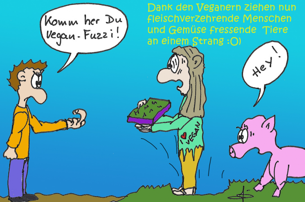 Cartoon: Veganer und Tiere 1