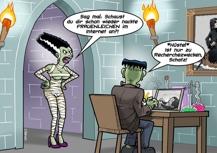 Cartoon: Frankensteins Monster und Braut 1