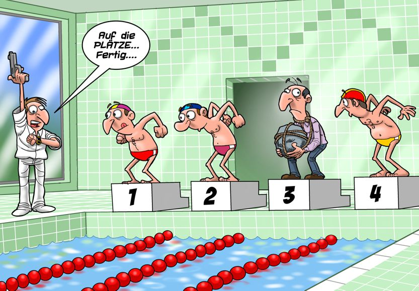 Cartoon: Wettschwimmen 1