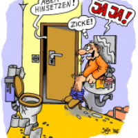 Aber hinsetzen!