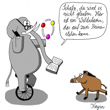 Cartoon: Elefant vs. Wildschwein 1