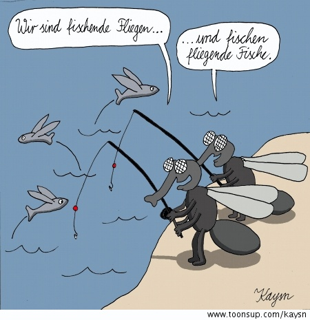Cartoon: Fischende Fliegen 1