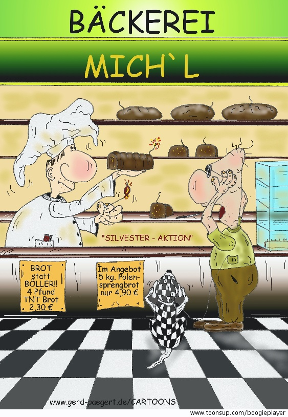 Cartoon: 'Brot statt Böller!!' 1