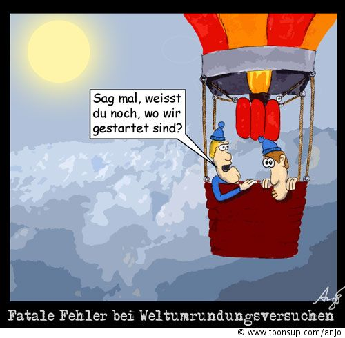 Cartoon: Weltumrundungsversuch 1