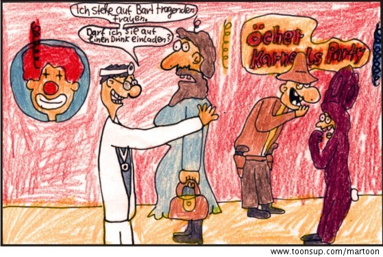 Cartoon: Mann im frauenkustüm 1