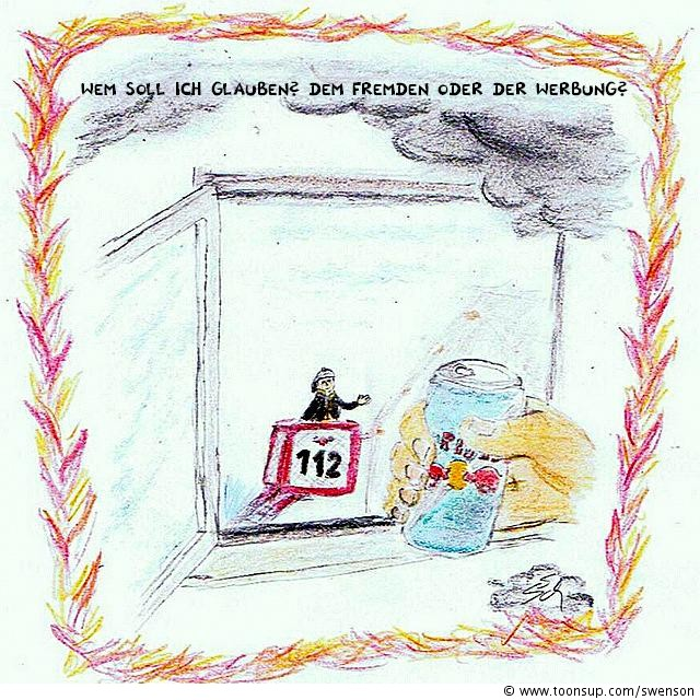 Cartoon: Red Bull vs. Feuerwehr 1