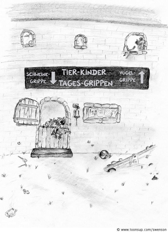 Cartoon: Kinder-Tagesstätte oder Schweine-&Vogelgrippe 1