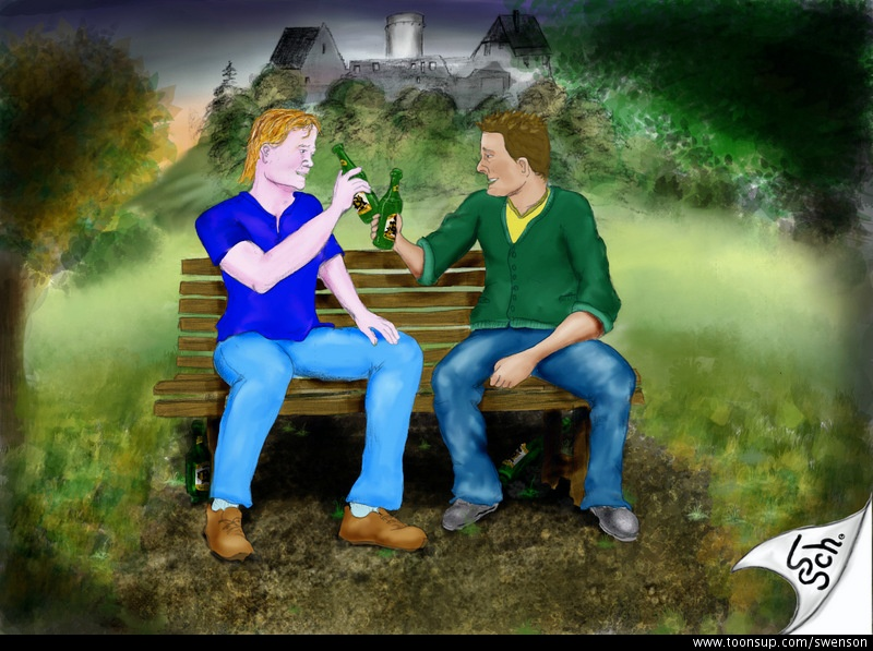 Illustration: Alte Freunde vor der Veste Otzberg 1