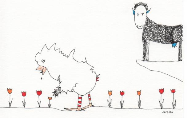 Illustration: Küken macht sich auf die Socken 1