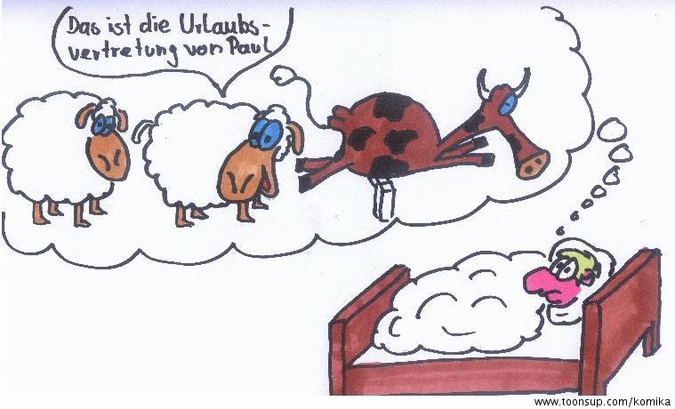 Cartoon: Urlaubsvertretung beim Schäfchen zählen 1